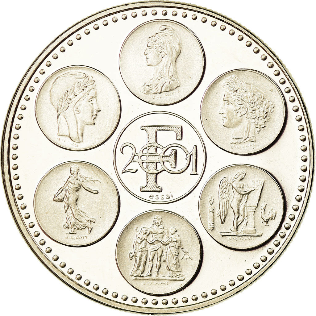 France, Médaille, Coq, Fin du Cours Légal du Franc, 2001, FDC, Copper-nickel