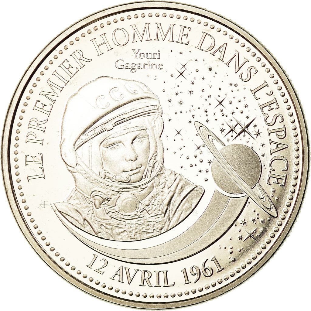 Francia, medalla, Le Premier Homme dans l'Espace, FDC, Cobre - níquel