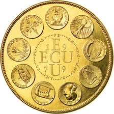 France, Medal, Ecu Euro, EUROPA, 1979, Rodier, MS(65-70), Copper-Nickel Gilt