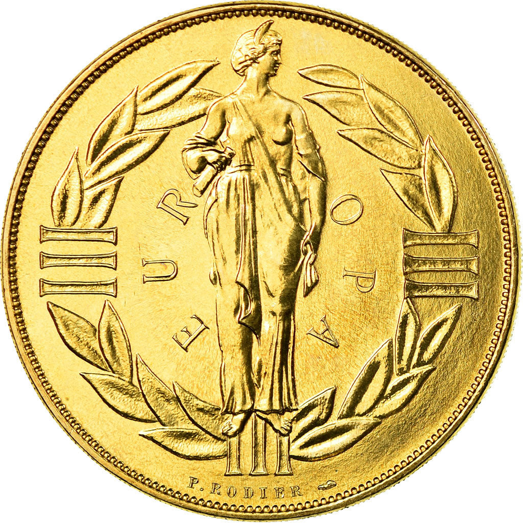 France, Medal, Ecu Euro, EUROPA, 1979, Rodier, MS(65-70), Copper-Nickel Gilt