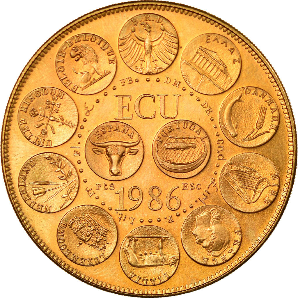 Frankreich, Medaille, Ecu Europa, Marianne, 1986, Rodier, STGL, Gilt Bronze