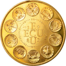 France, Medal, Ecu Europa, Europe Assise, 1982, Rodier, MS(65-70), Gilt Bronze
