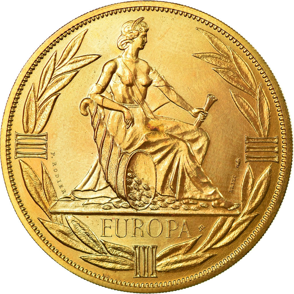 France, Medal, Ecu Europa, Europe Assise, 1982, Rodier, MS(65-70), Gilt Bronze