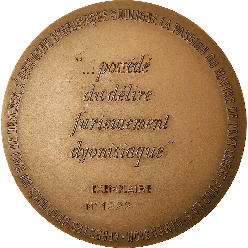 Francia, medalla, Salvador Dali, L'Unicorne Dyonisiaque, SC, Bronce