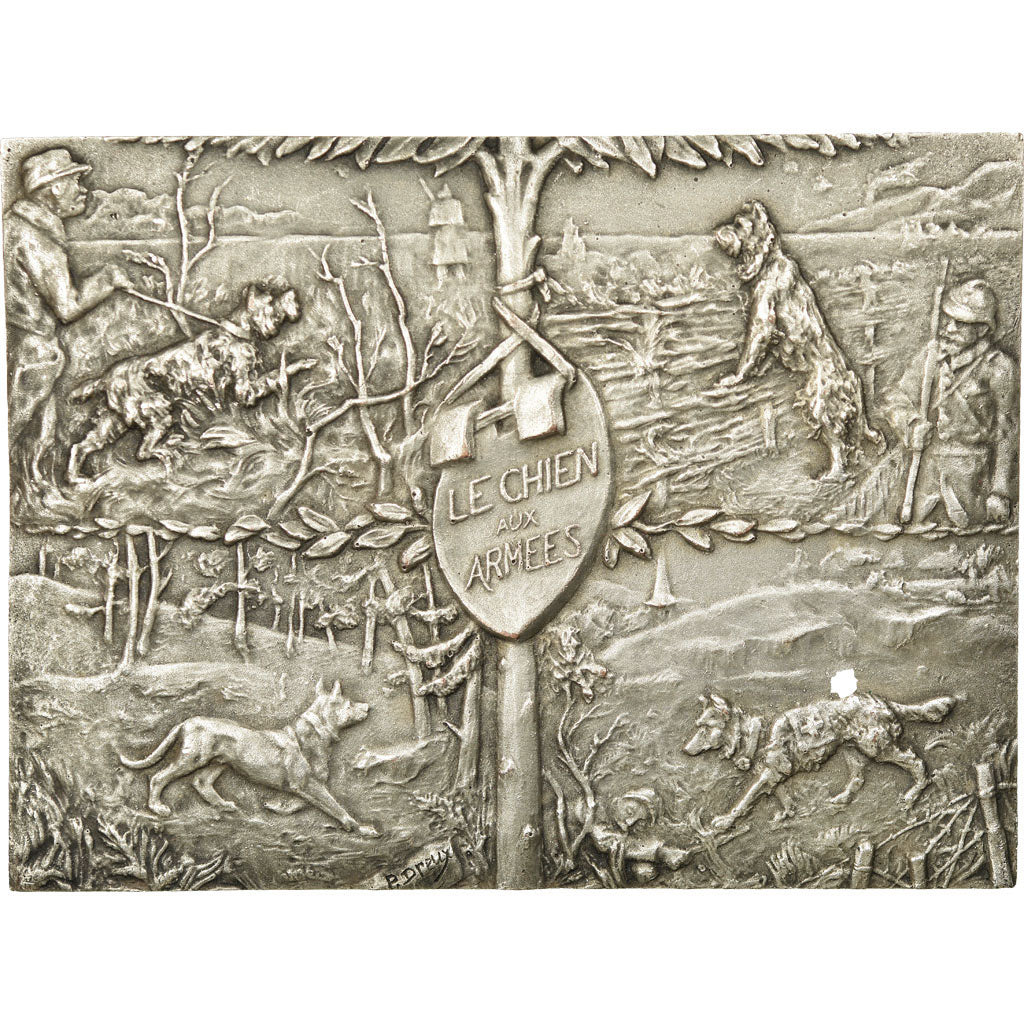 France, Médaille, Le Chien aux Armées, Dreux, SUP+, Silvered bronze