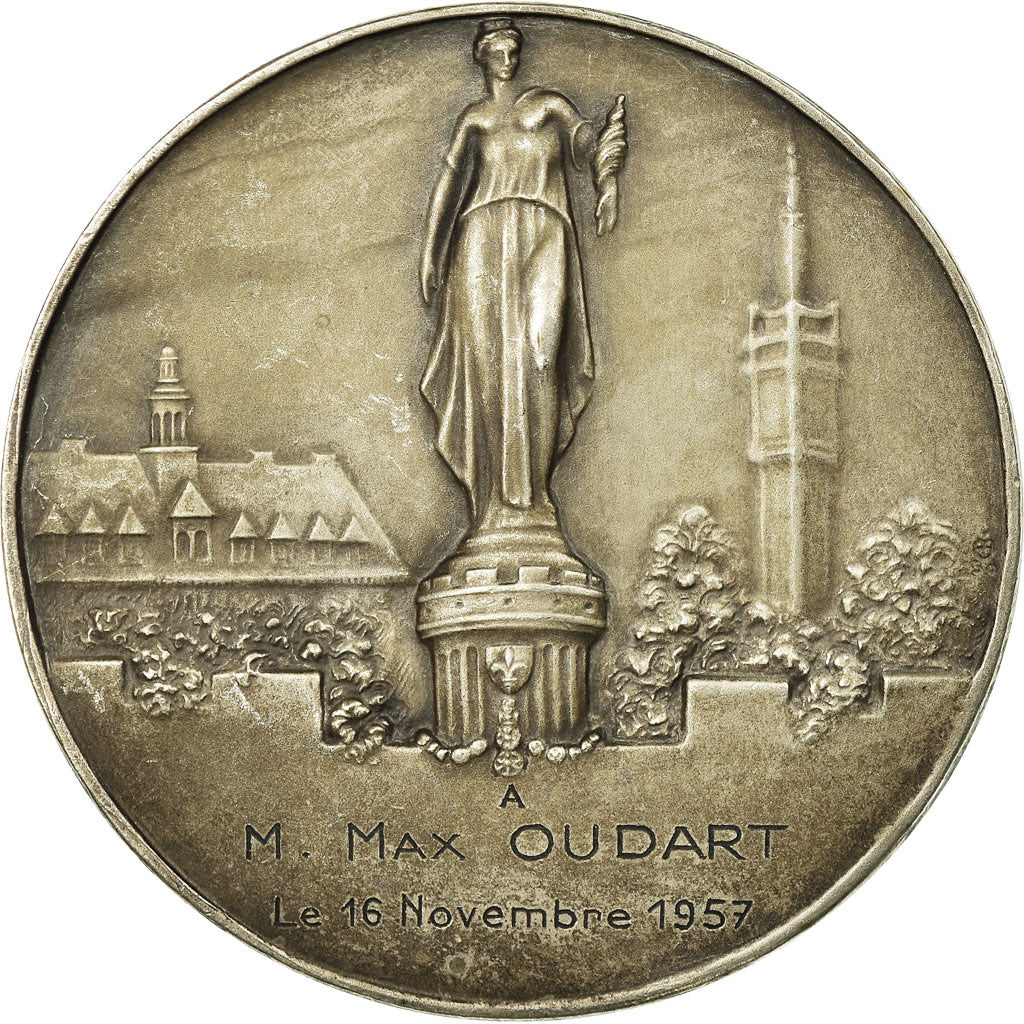 Francia, medaglia, Lille a bien Mérité la Patrie, 1957, SPL, Bronzo argentato