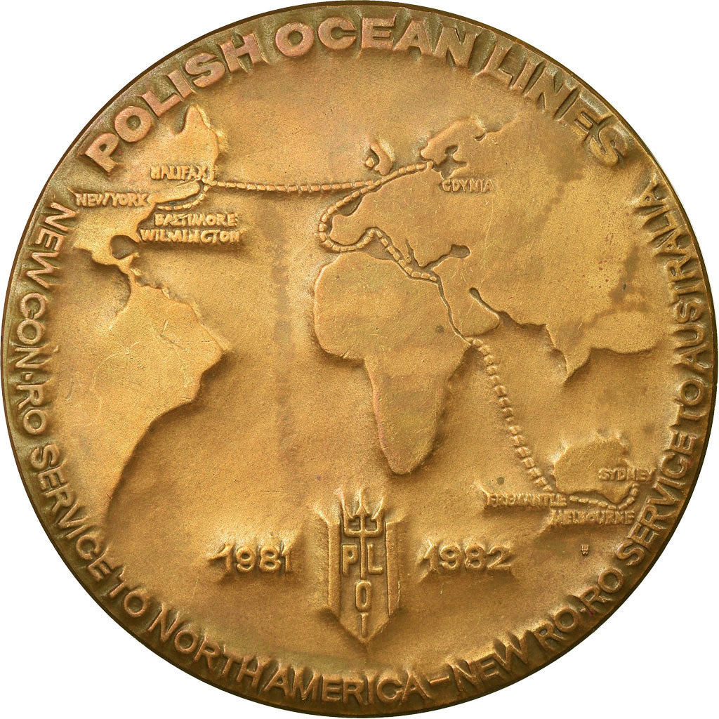 Francia, medaglia, New Modern Ships, Polish Ocean Lines, Shipping, 1982, SPL