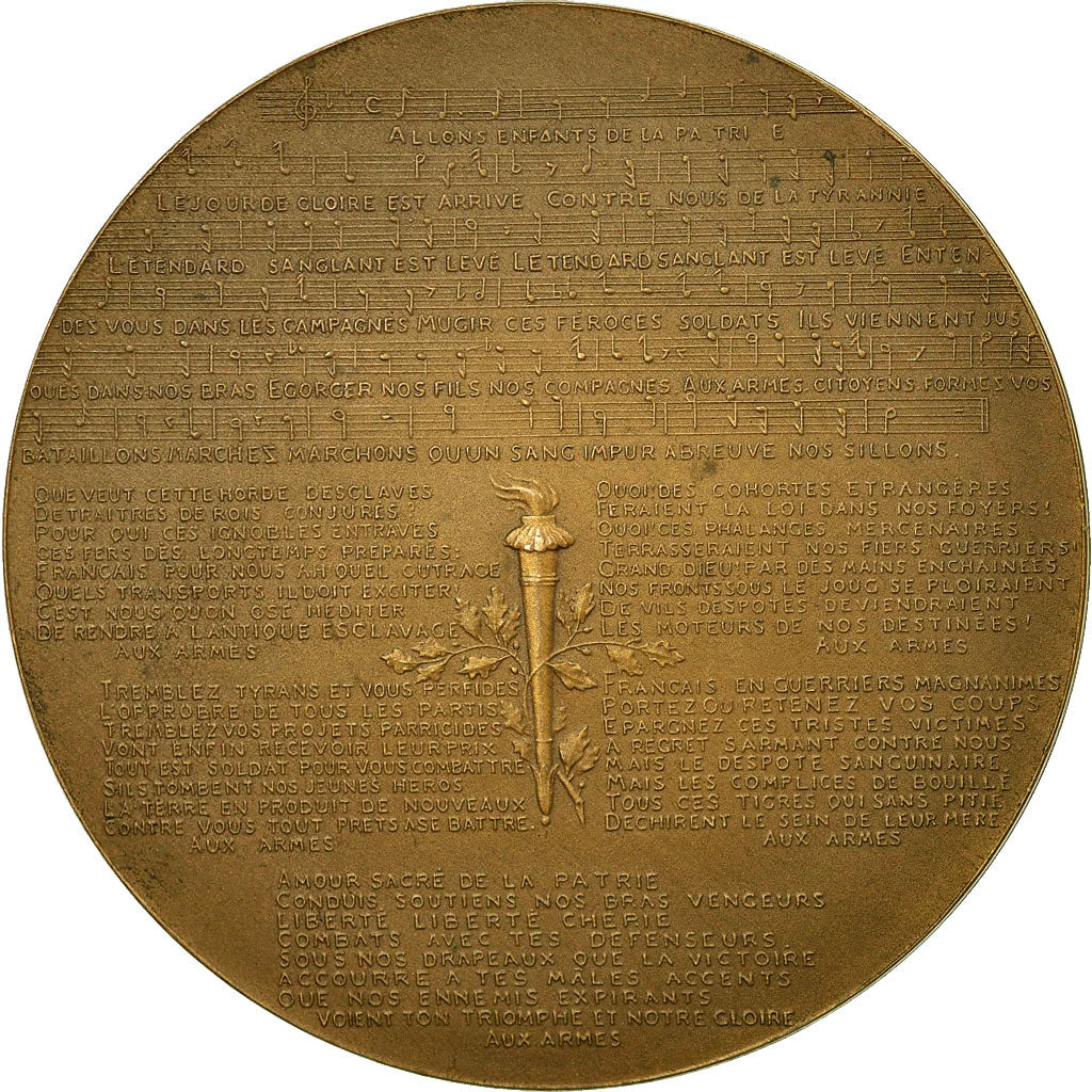 France, Medal, La Marseillaise, Rouget de l'Isle, 1911, Borrel, AU(55-58)