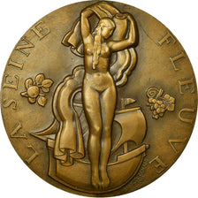 France, Medal, Art Déco, La Seine Fleuve, Marcel Renard, MS(63), Bronze