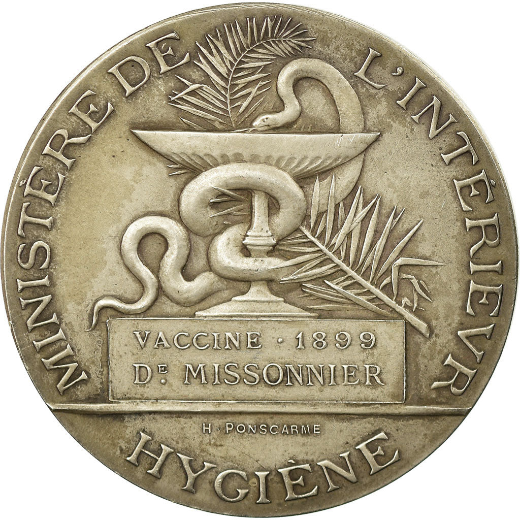 France, Médaille, Vaccine, Docteur Missonnier, 1899, Ponscarme, SUP+, Argent