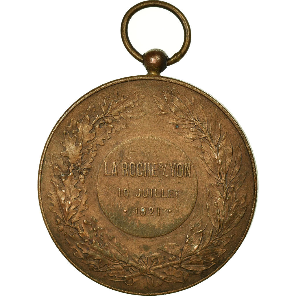 France, Medal, Gymnastique, Instruction Militaire, La Roche sur Yon, 1921