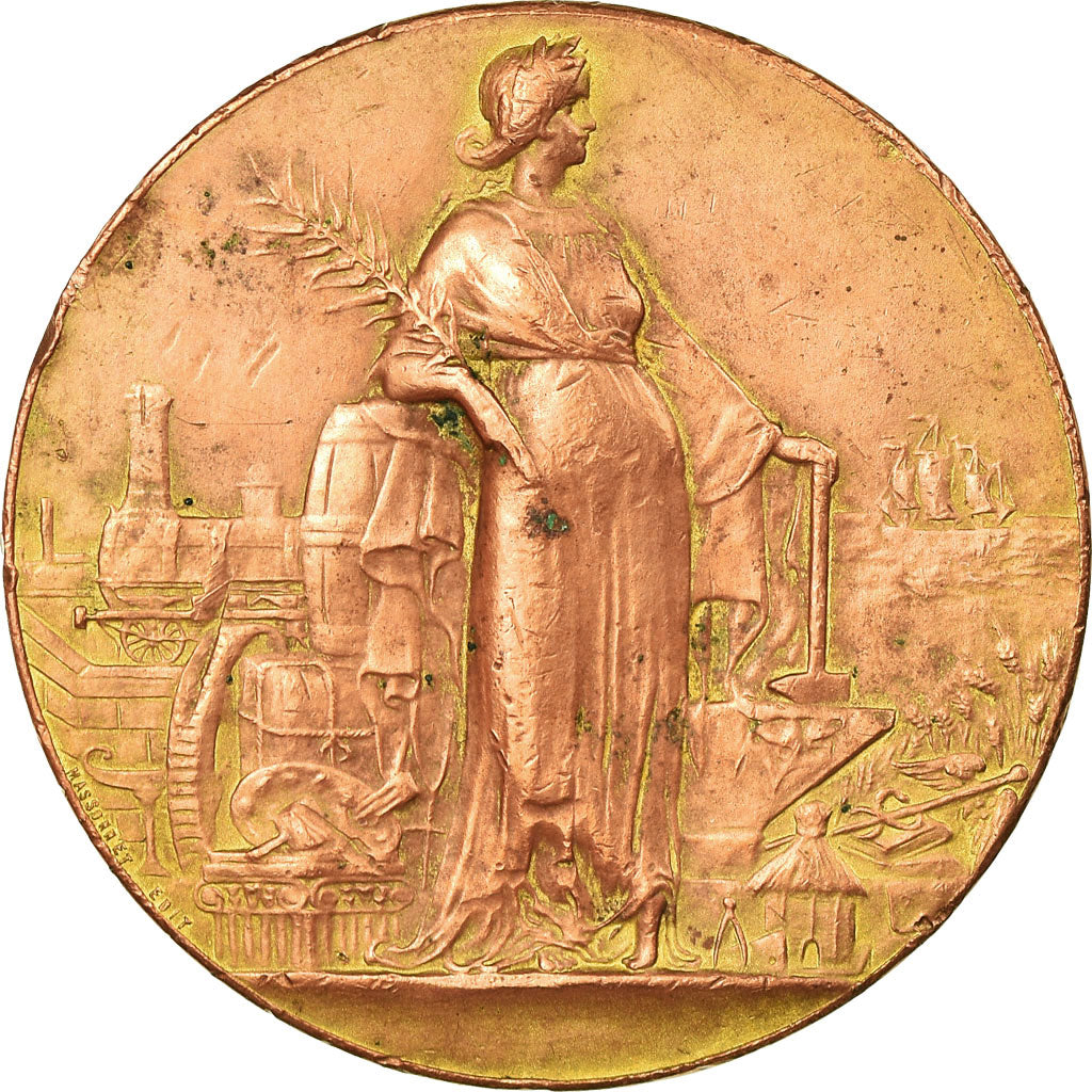 França, Medal, 18ème Exposition Nationale du Travail, 1911, Massonnet