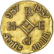 France, Medal, Ville de Senlis, An Mil, 1987, AU(50-53), Gilt Bronze