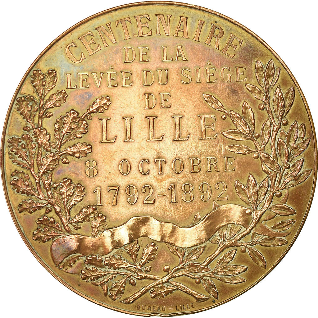 France, Medal, Centenaire de la levée du siège de Lille, 1892, Rivet