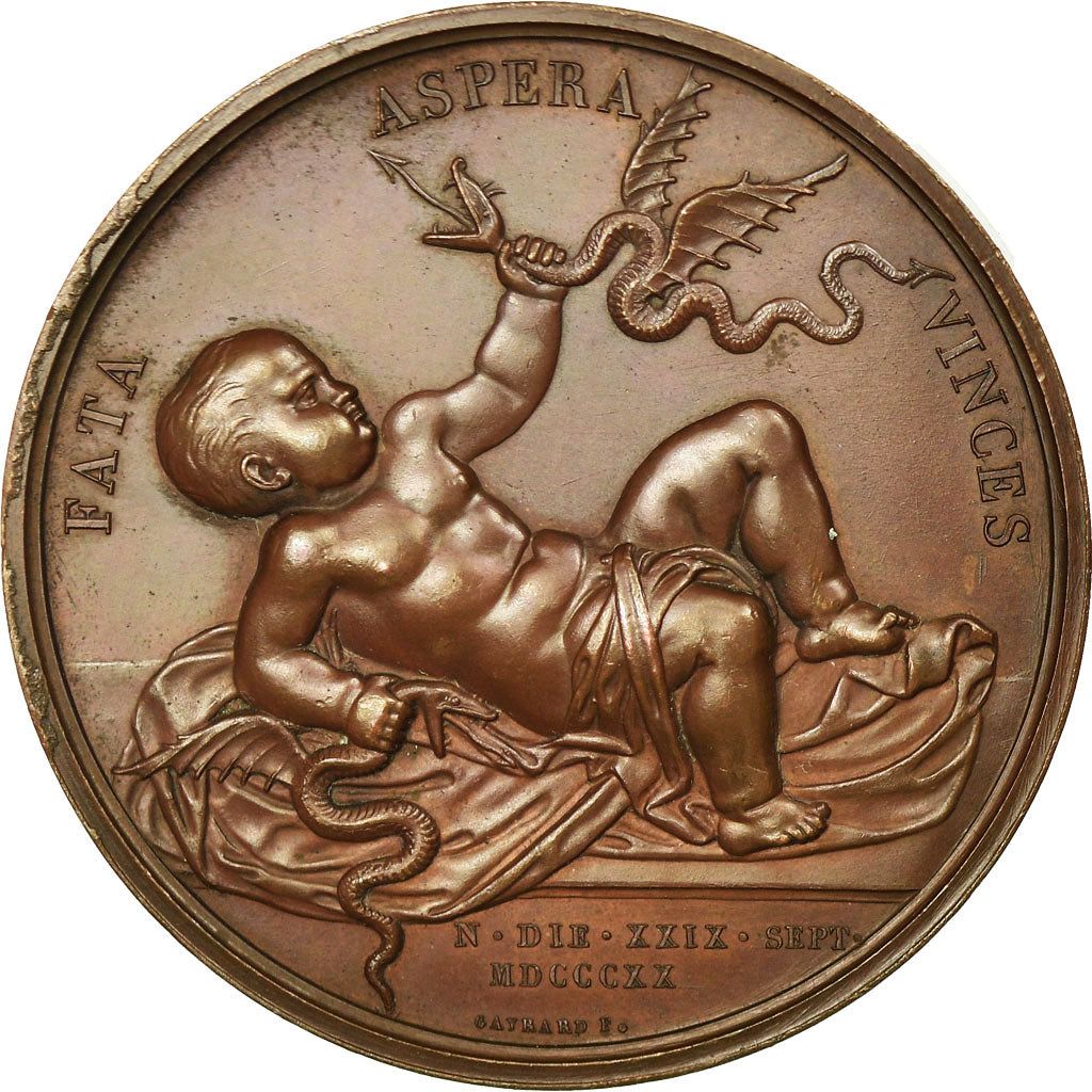 Francja, Medal, Louis XVIII, Naissance d'Henri, Duc de Bordeaux, 1820, Gayrard