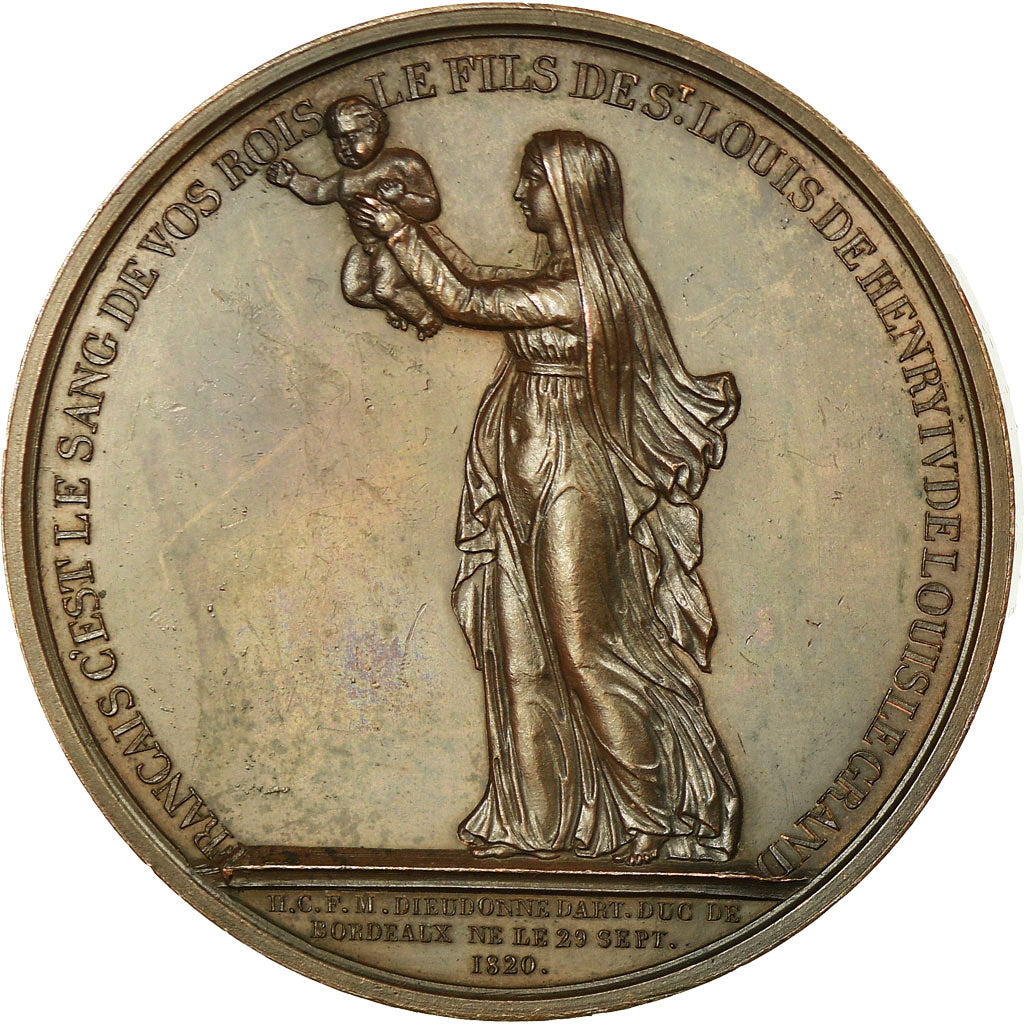 France, Médaille, Duchesse de Berry, Naissance d'Henri d'Artois, Louis XVIII