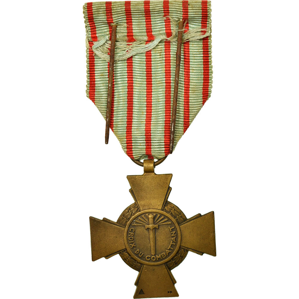 France, Croix du Combattant, Medal, 1939-1945, Very Good Quality, Bronze, 37