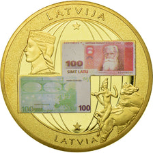 Letónia, Medal, Euro, Europa, MS(64), Cobre Dourado