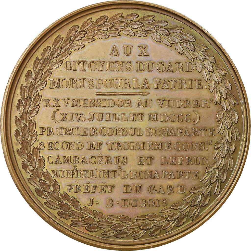 France, Medal, Bonaparte, Aux Citoyens Morts pour la Patrie, Dubois, Restrike