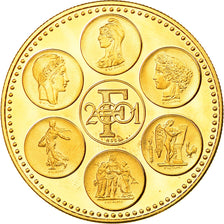 Francja, Medal, Coq, Fin du Cours Légal du Franc, 2001, MS(65-70), Pokryte