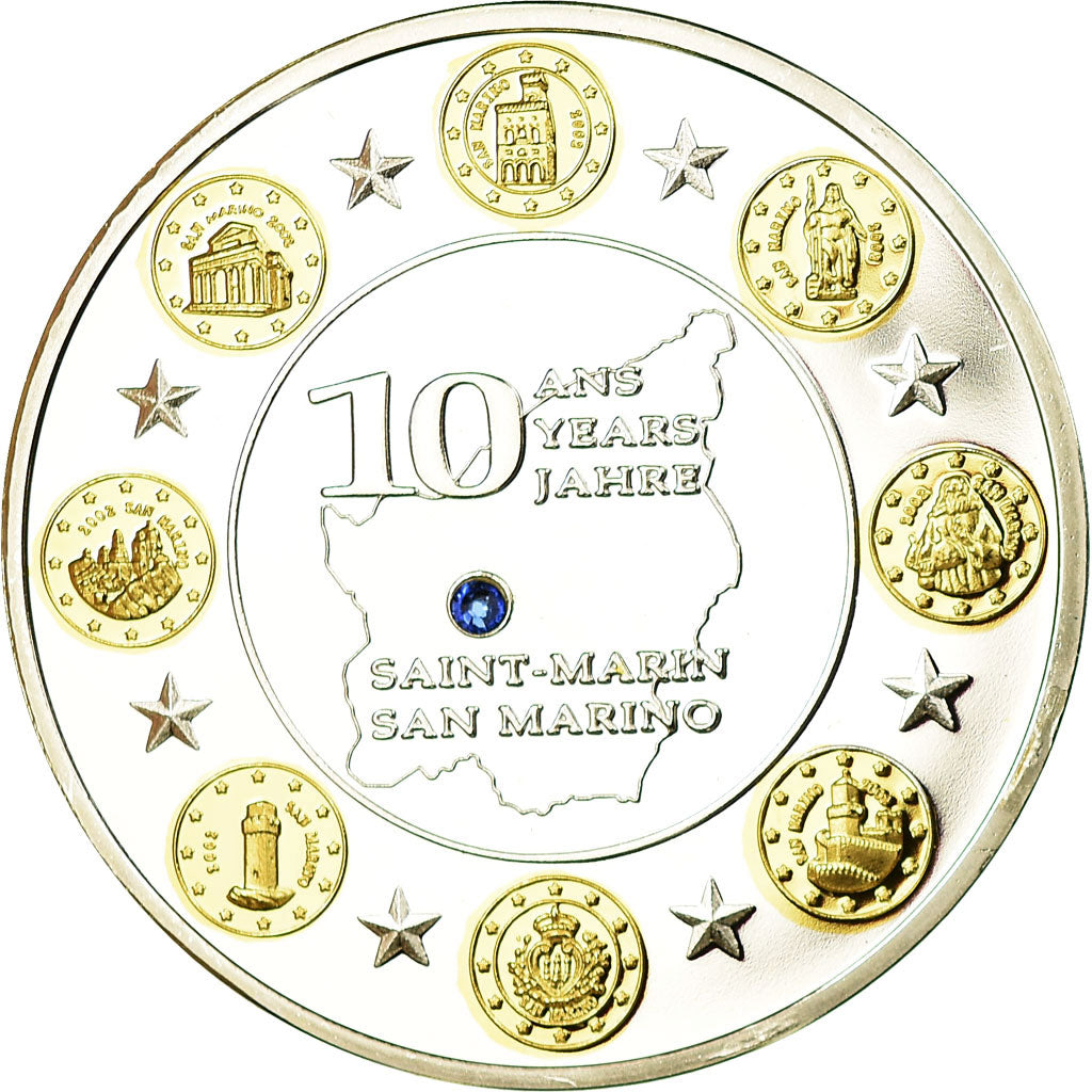 San Marino, Medal, 10 Ans de l'Euro, Saint-Marin, 2012, MS(65-70), Copper Plated