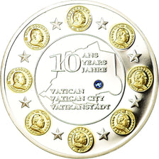 Vaticano, medaglia, 10 ans de l'Euro, Vatican, 2012, FDC, Copper Plated Silver