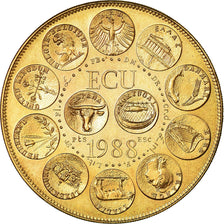 Francia, medaglia, Ecu Europa, Marianne, 1988, Rodier, FDC, Bronzo dorato