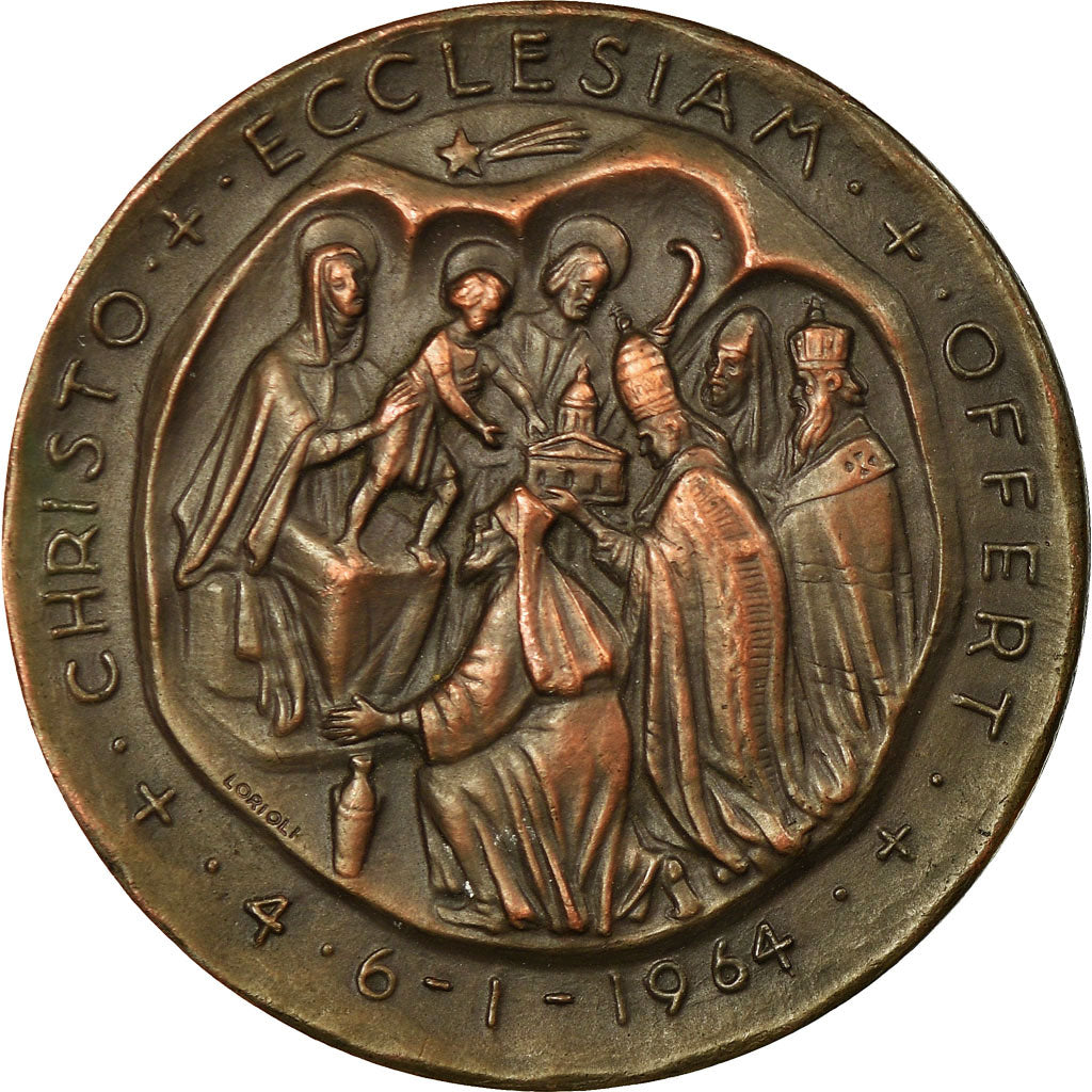 Vatikan, Medaille, Paul VI, Pèlerinage en Terre Sainte, 1964, Pirrone, UNZ+