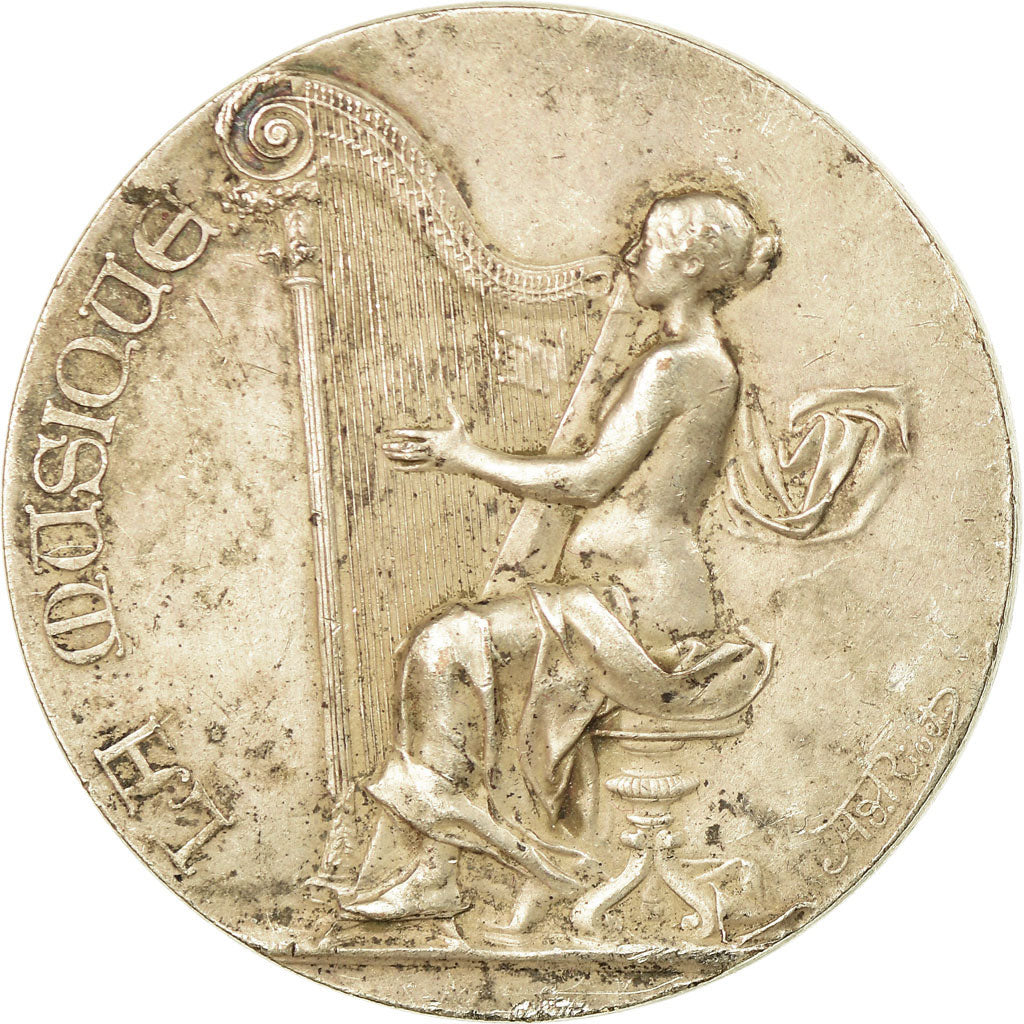 France, Médaille, Art Nouveau, la Musique, Rivet, TTB+, Silvered bronze