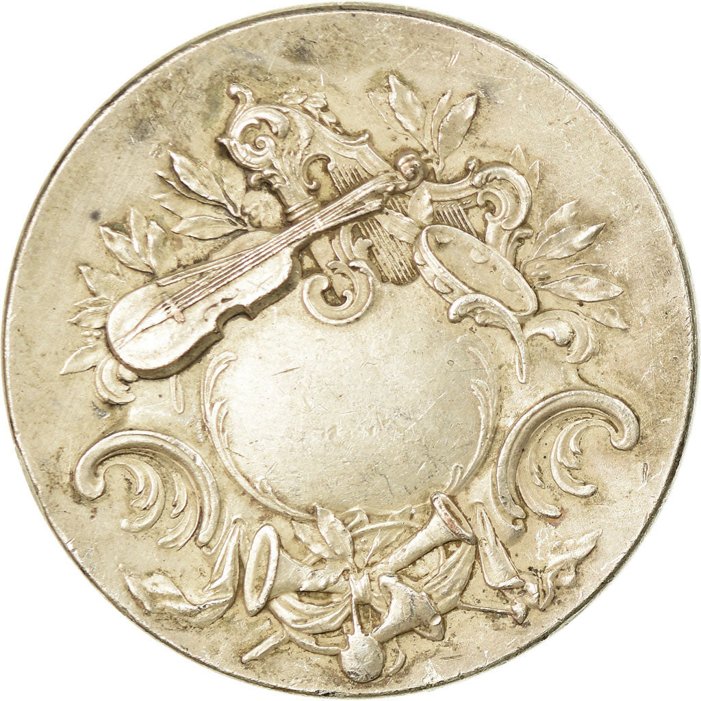 France, Médaille, Art Nouveau, la Musique, Rivet, TTB+, Silvered bronze