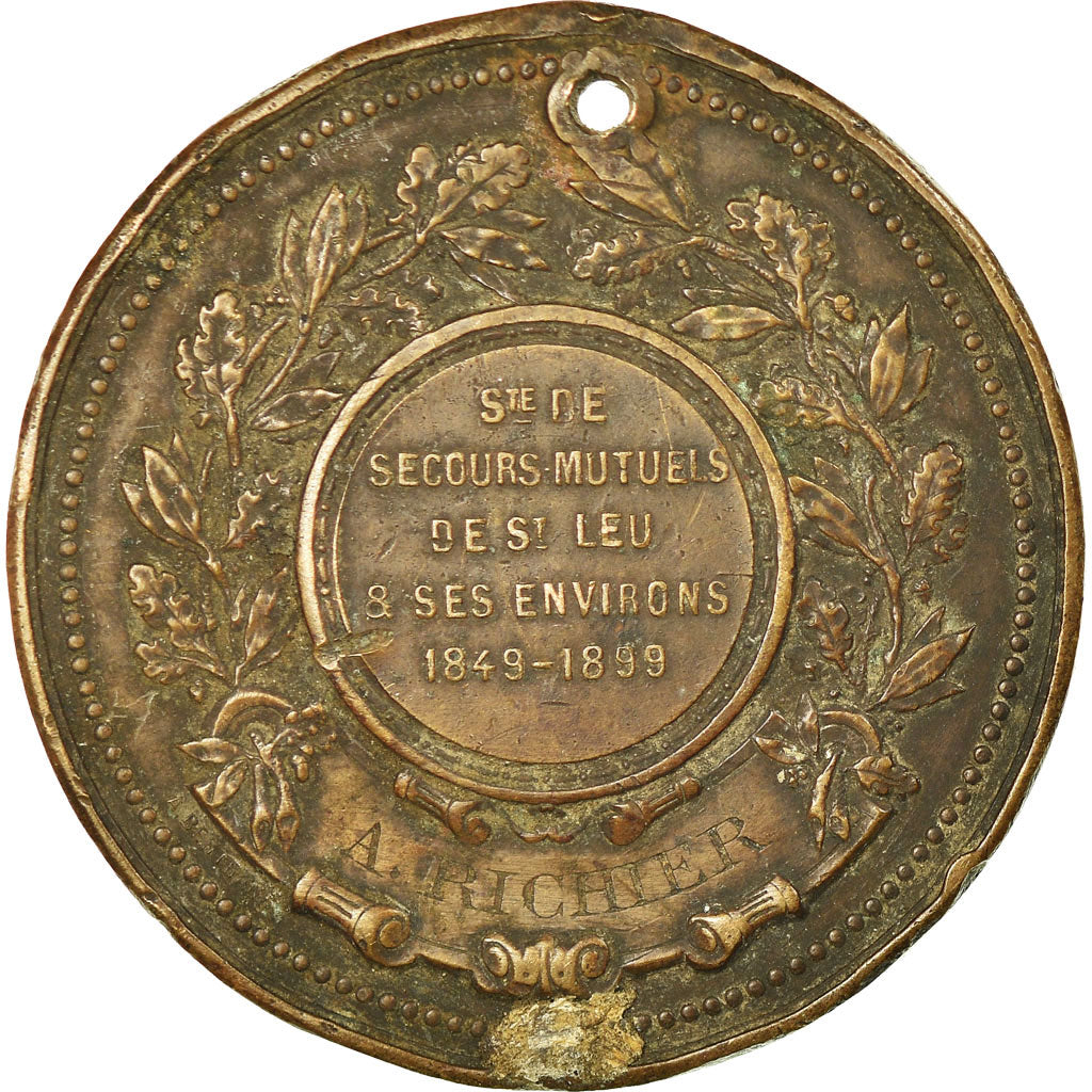 Francia, medaglia, Société de Secours Mutuels de Saint-Leu, 1899, Arthus