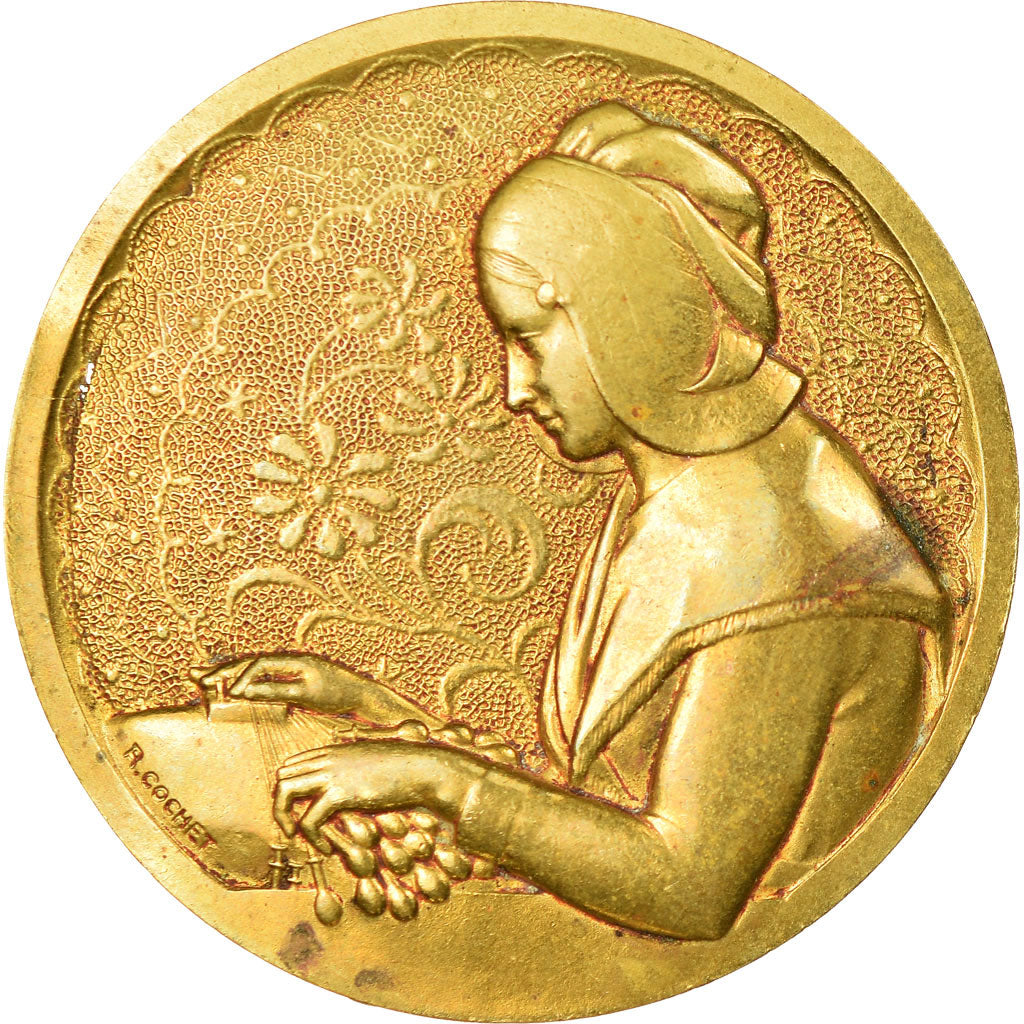 France, Medal, Broche, La Tisseuse, Cochet, AU(55-58), Bronze