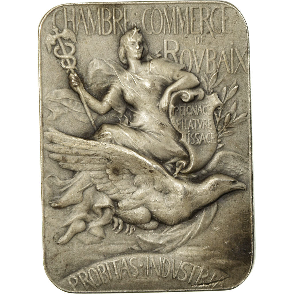 France, Medal, Chambre de Commerce de Roubaix, Lefebvre, MS(60-62), Silver