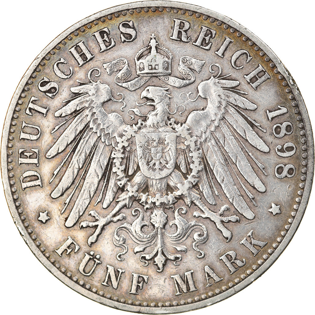 Coin, German States, SAXONY-ALBERTINE, Albert, 5 Mark, 1898, Muldenhütten