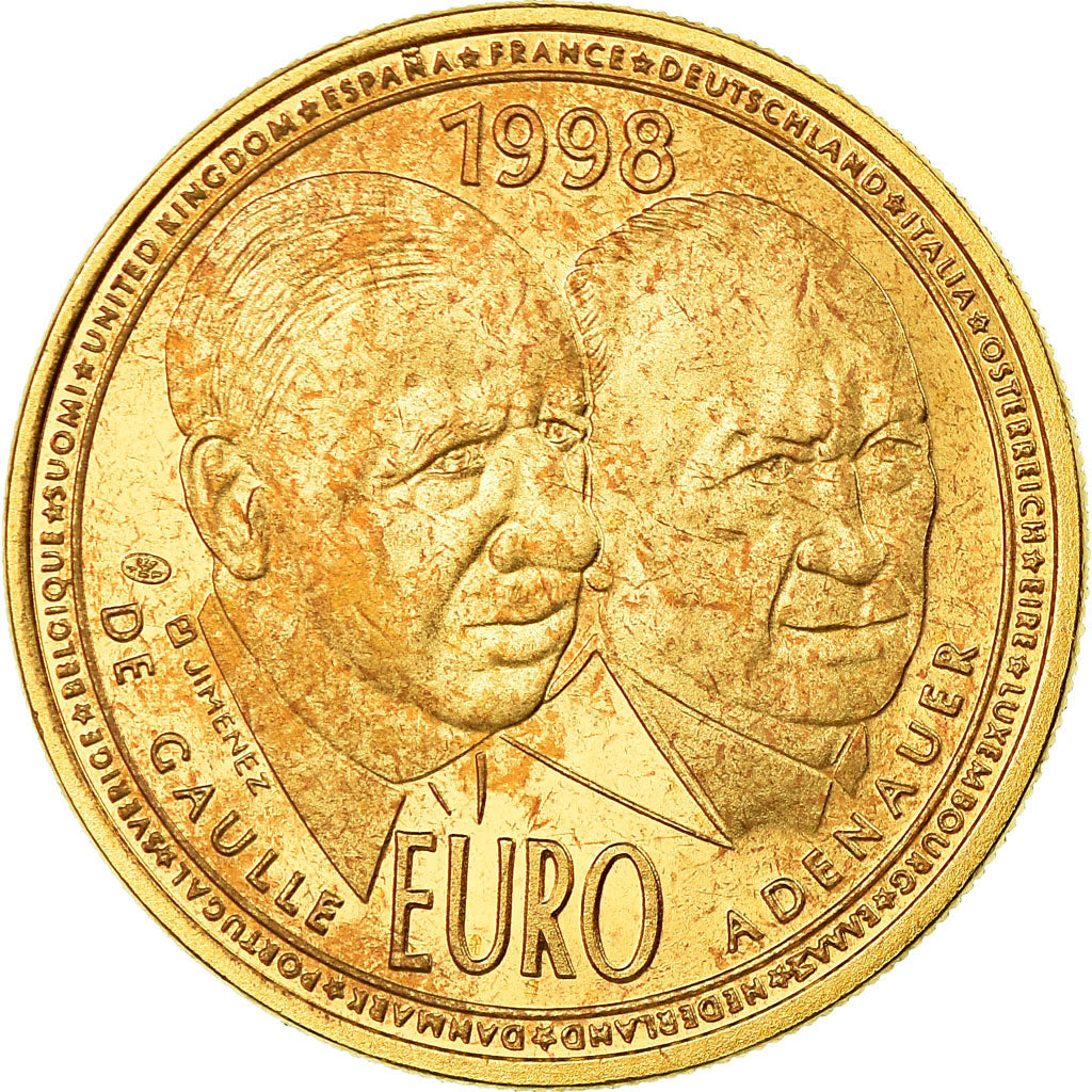 Francia, medaglia, De Gaulle-Adenauer, Politics, Society, War, 1998, FDC, Rame