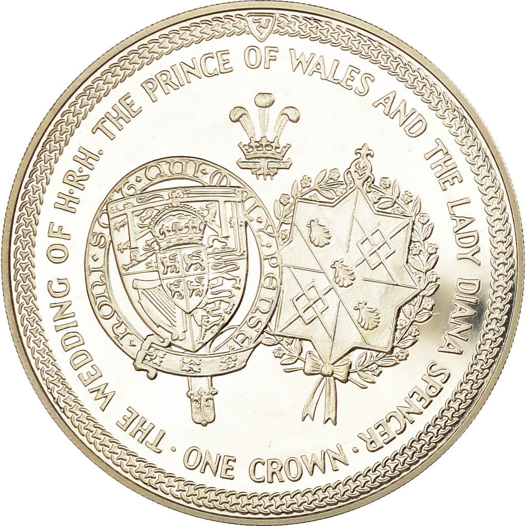 Verenigd Koninkrijk, Medaille, One Crown, Isle of Man, 1981, FDC, Copper-nickel