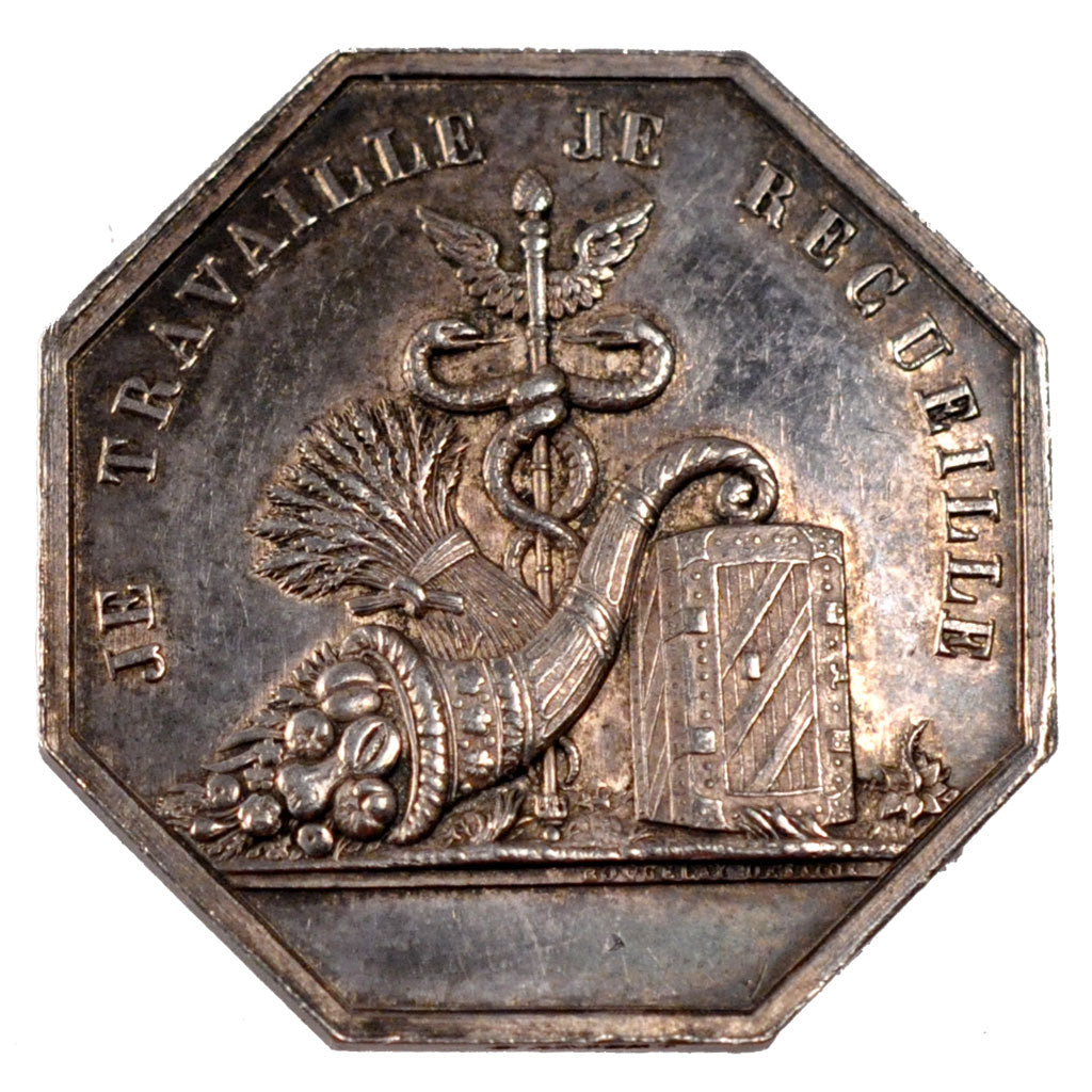 France, Savings Bank, Token, AU(55-58), Silver, Jacqmin #66, 11.65