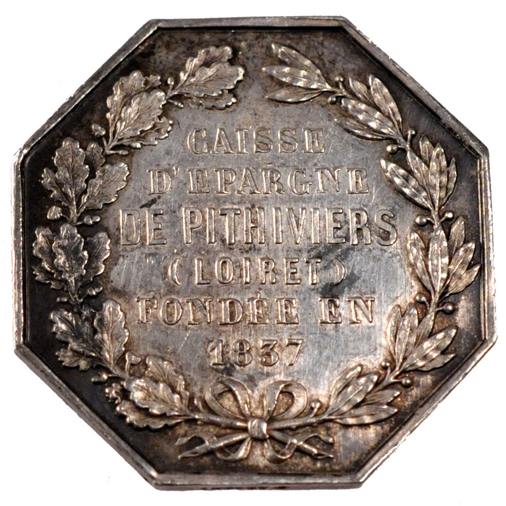 France, Savings Bank, Token, AU(55-58), Silver, Jacqmin #66, 11.65