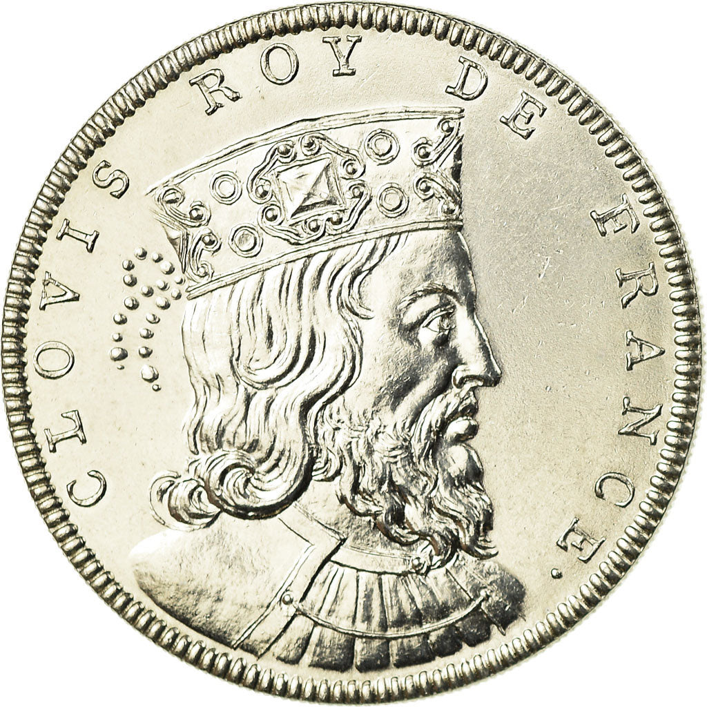 France, Medal, Les Rois de France, Clovis, History, MS(65-70), Copper-nickel