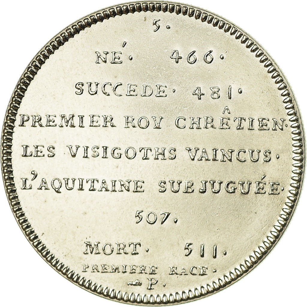 France, Medal, Les Rois de France, Clovis, History, MS(65-70), Copper-nickel