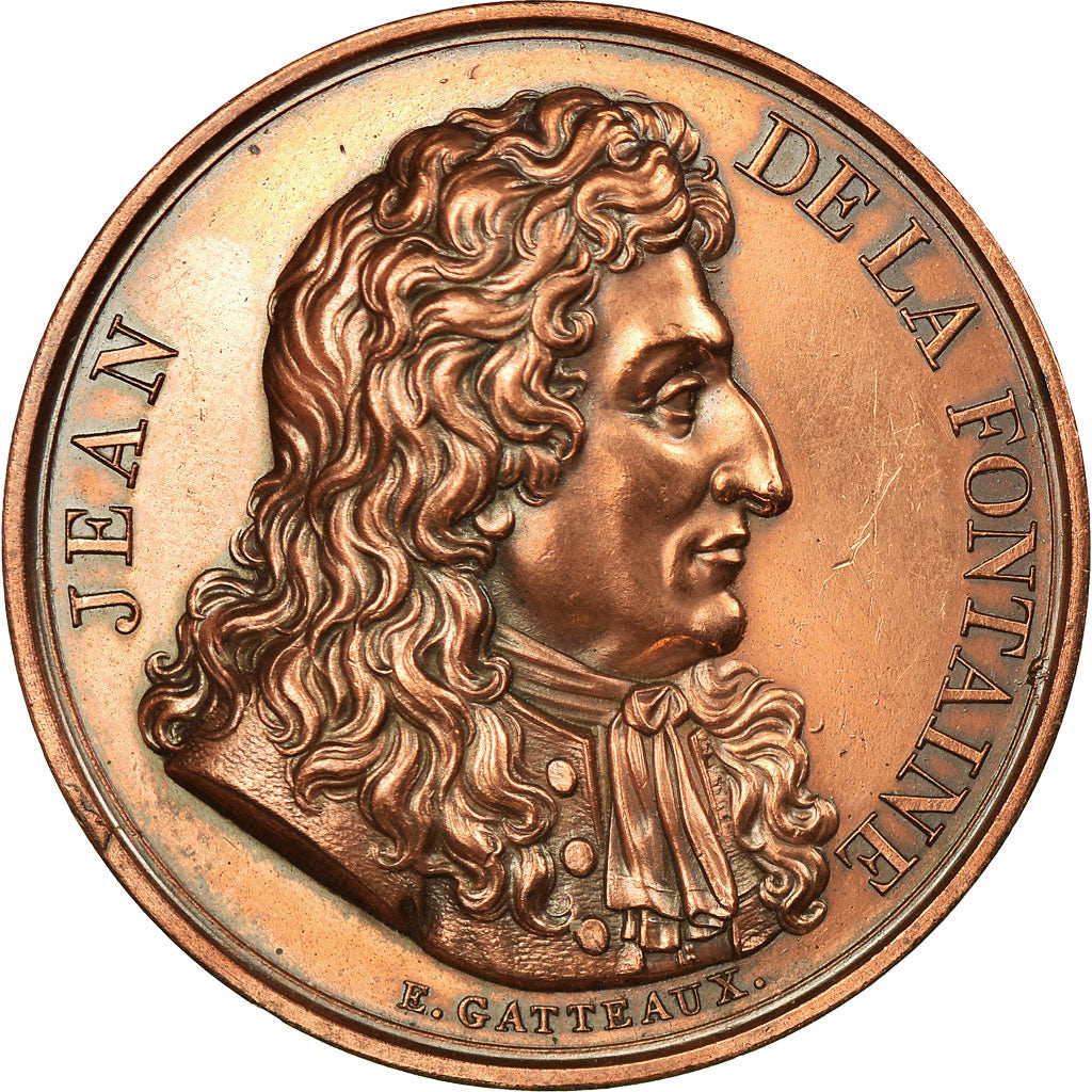 France, Medal, Jean de la Fontaine, Arts & Culture, 1816, MS(63), Copper