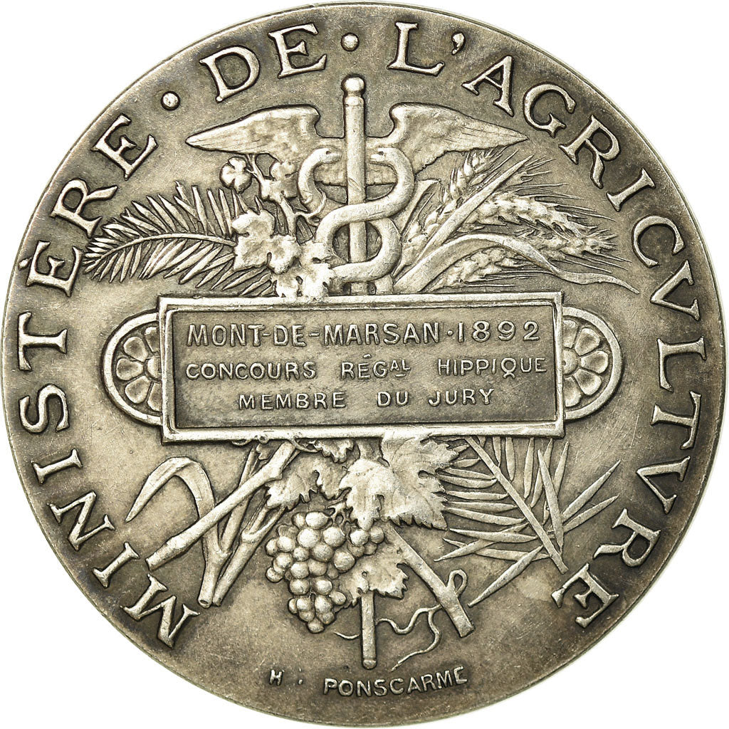 France, Medal, Agriculture, Concours Hippique de Mont-de-Marsan, 1892