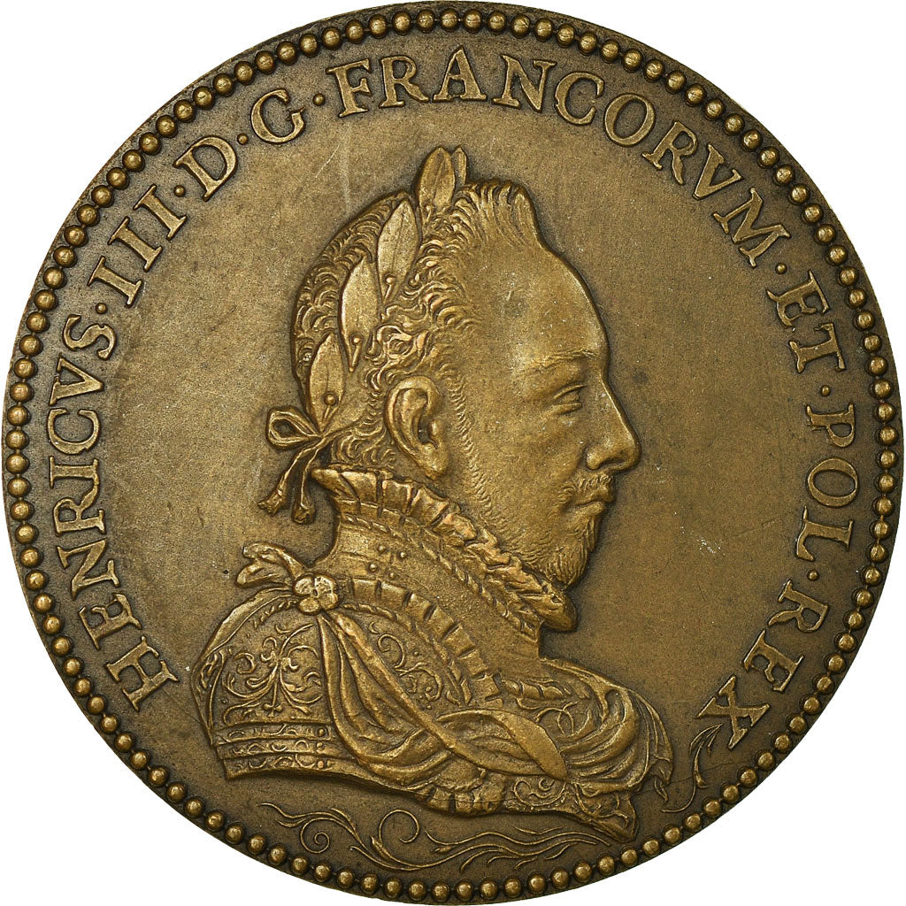 França, Medal, Henri III, História, Nova cunhagem, AU(55-58), Bronze