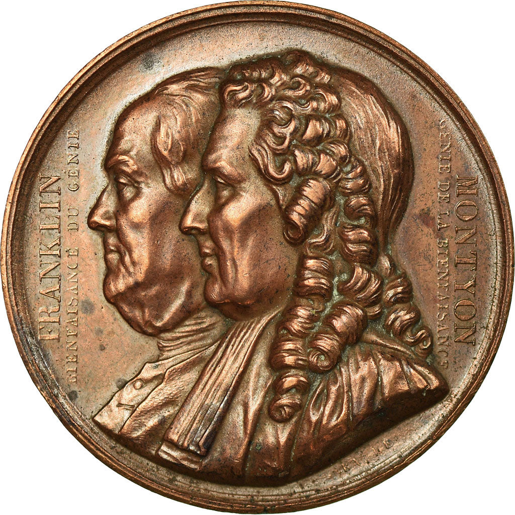 Francia, medaglia, Masonic, Société Franklin et Montyon, 1833, Barre, SPL-