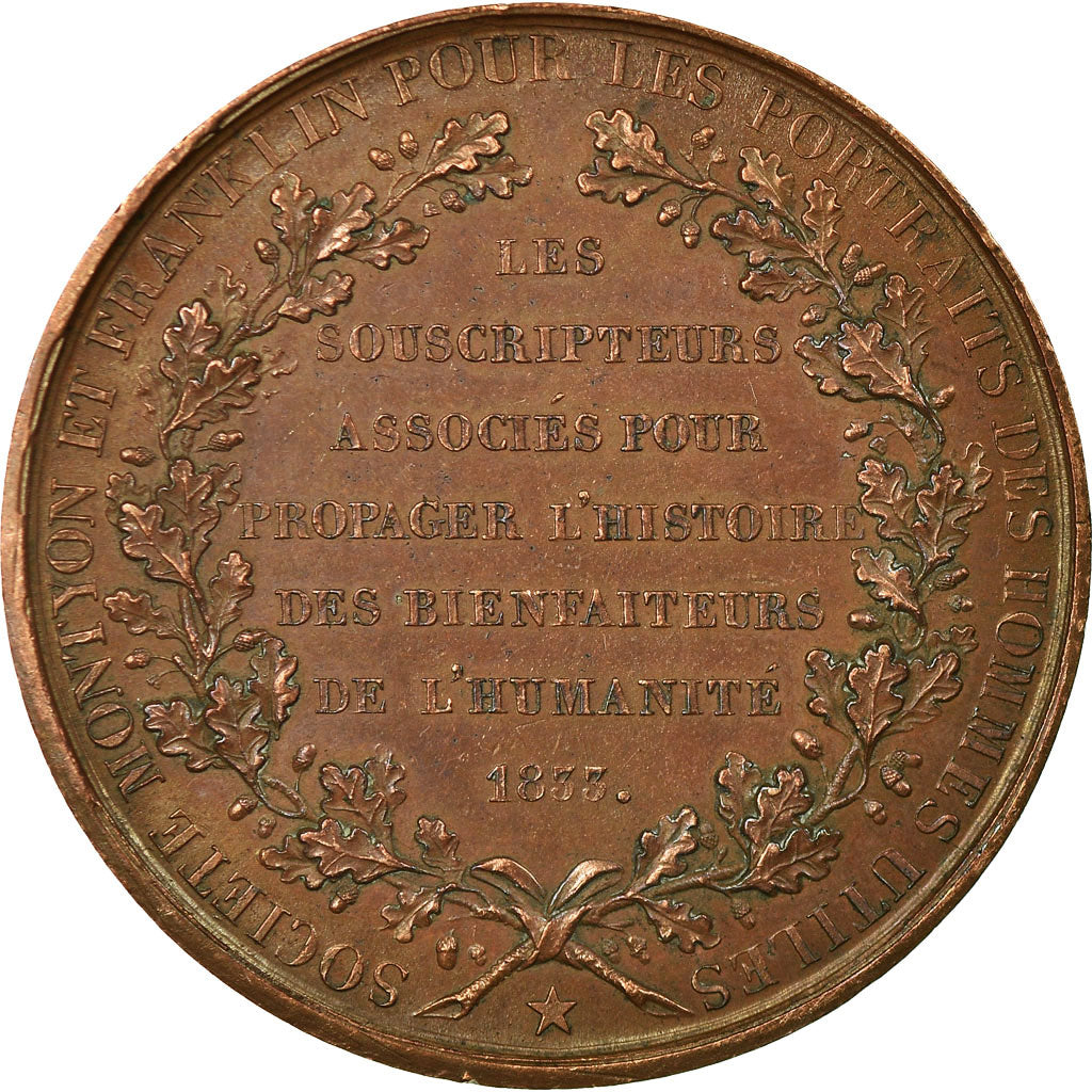 Francia, medaglia, Masonic, Société Franklin et Montyon, 1833, Barre, SPL-