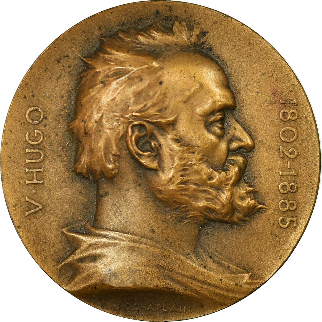 França, Medal, Victor Hugo, Souvenir du Centenaire, 1902, Chaplain, AU(55-58)