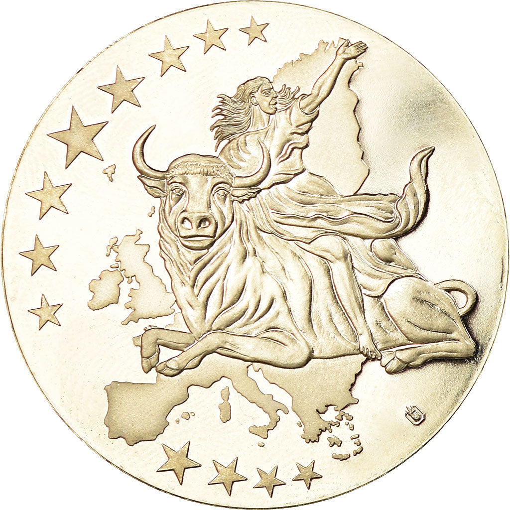 Francja, Medal, Monnaie Européenne, Billet de 100 Euro, 2002, MS(65-70)