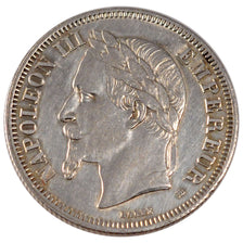 FRANCE, Napoléon III, 2 Francs, 1867, Strasbourg, KM #807.2, AU(55-58), Silver,