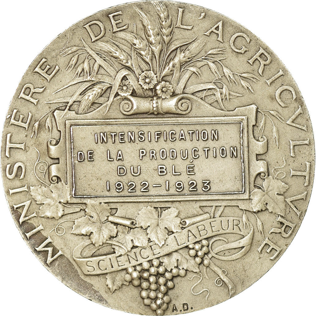 France, Medal, Agriculture, Intensification de la Culture du Blé, 1923