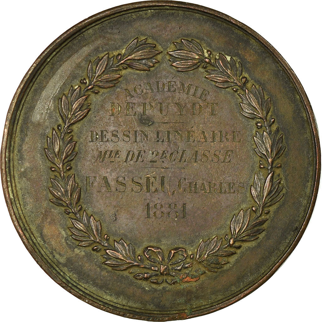 França, Medal, Académie Depuydt, Dessin Linéaire, 1881, EF(40-45), Bronze